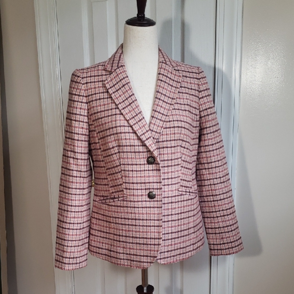 Talbots Pink Checkered Blazer Size 6P